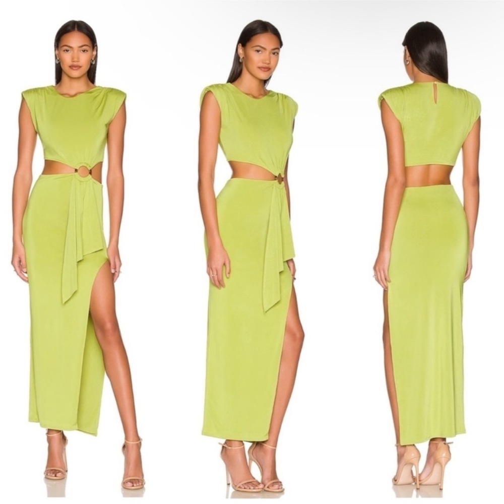 Revolve Lovers + friends Green Cutout Maxi Dress